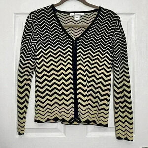 NYGARD COLLECTION Vintage Yellow and Black Chevron Cardigan | size small